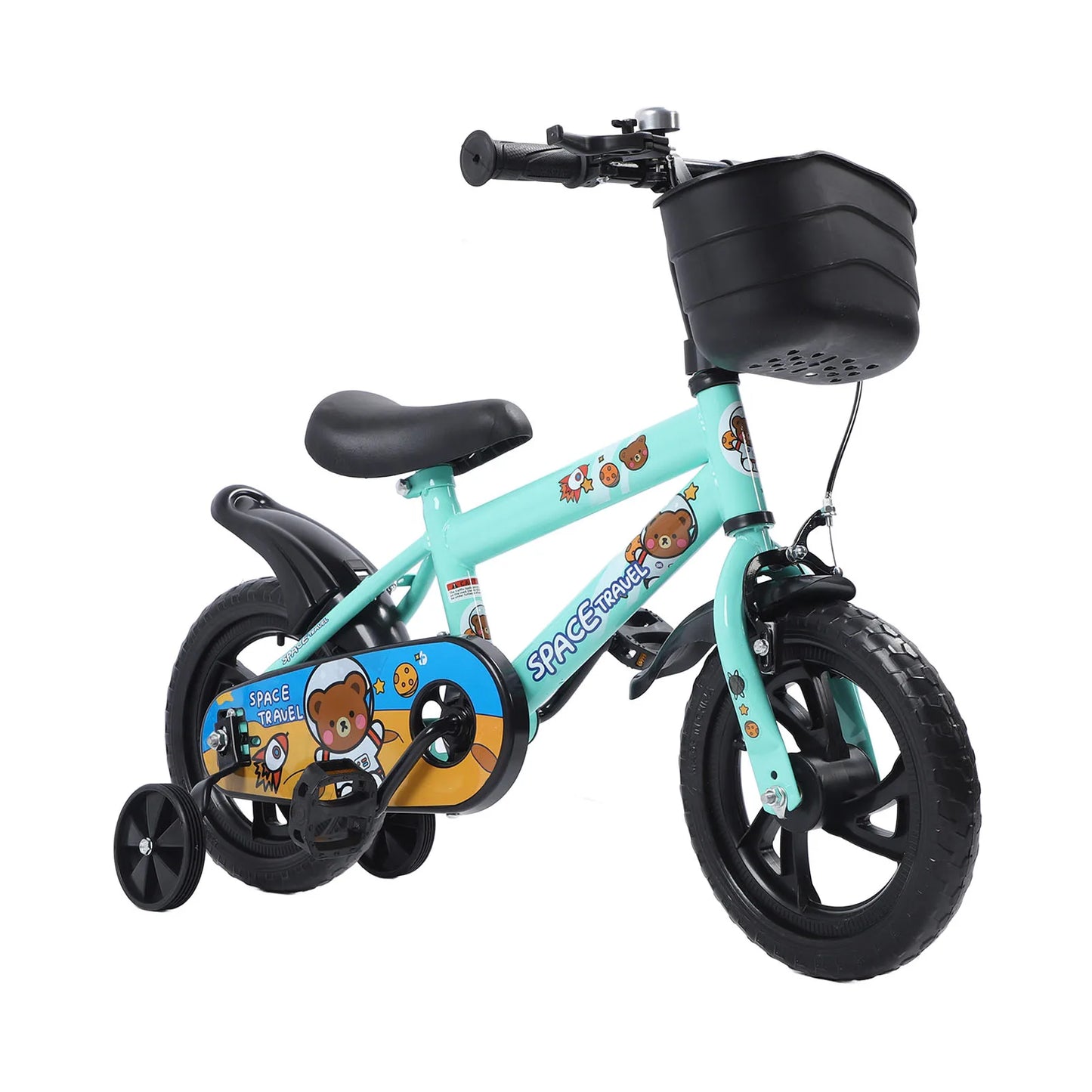 12" Kids Bike with Training Wheels for 2-6 Years Old, High Carbon Steel Frame Adjustable Seat & Handlebars