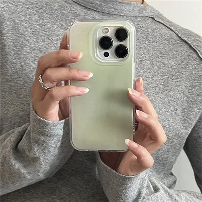 IPhone 13/14/16/17 Pro Max | Light Green | Simple and Fresh | Double Layer |  IND  for iPhone 11 12 13 14 15 16 17 Pro Max