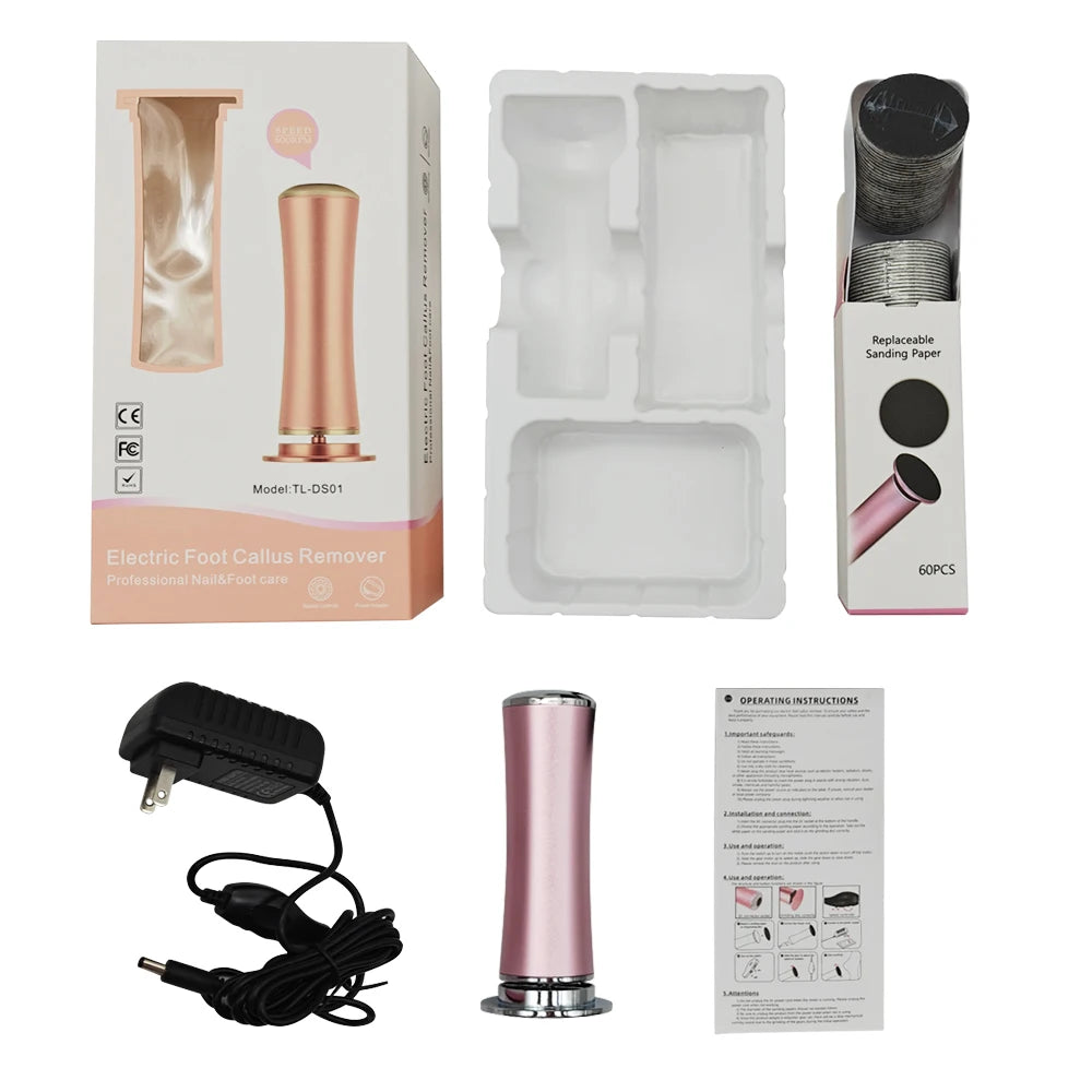 Electric Foot Callus Remover Foot Care File Heels Dead Skin Pedicure Tool Electronic Foot Grinder and Replacement Sandpaper