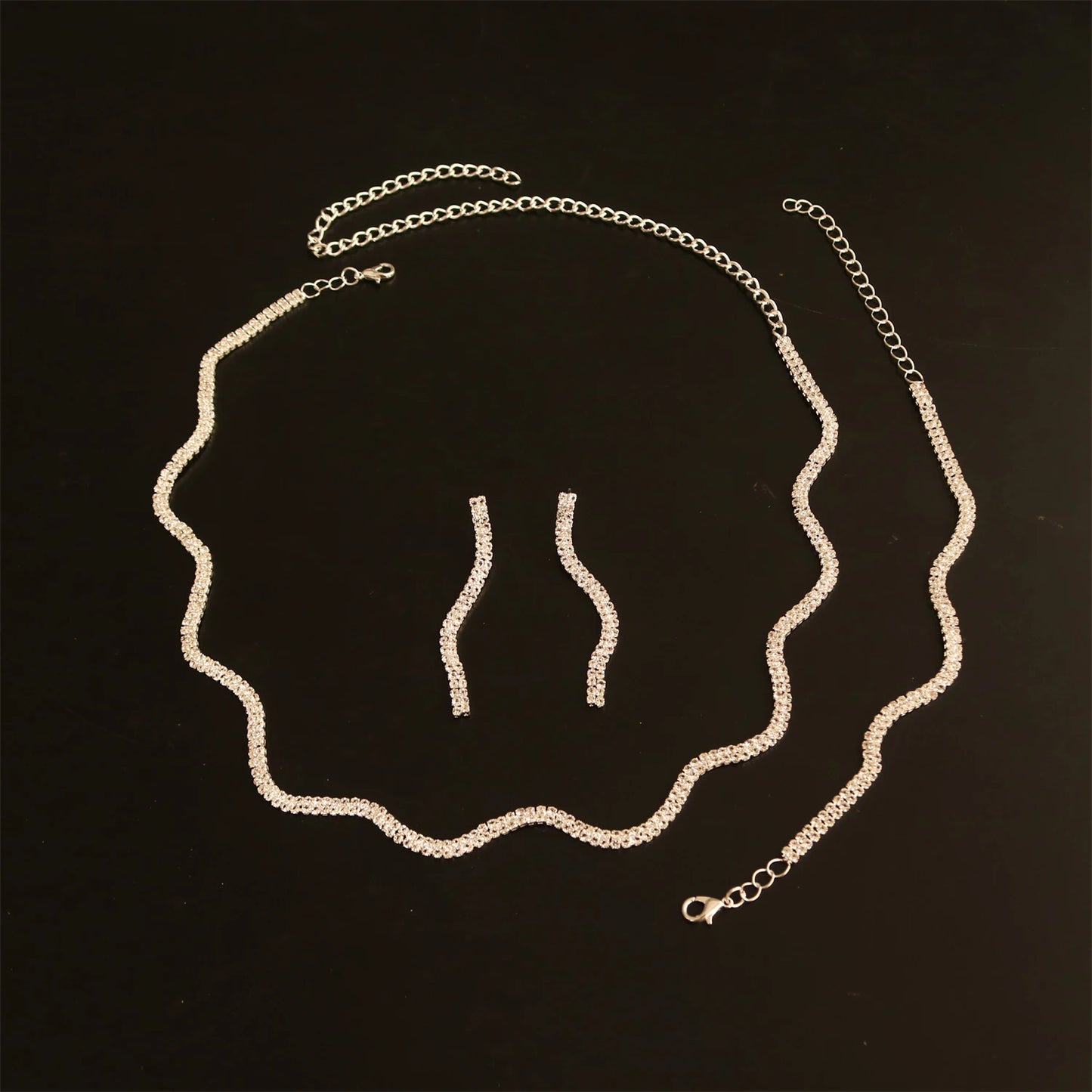 Luxury Wedding Jewelry Set: Necklace, Bracelet and Earring Set, Exquisite Crystal Jewelry, Women's Wedding Party Costumes