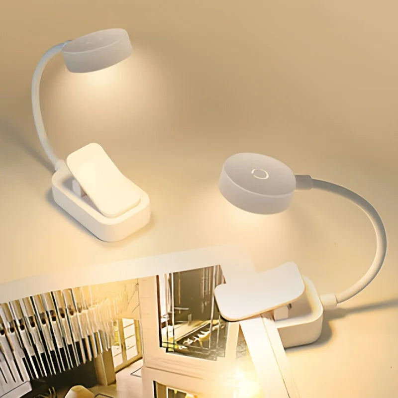 Folding Mini Clip Book Lamp USB Rechargeable LED Night Light 3 Modes Eye Protection Stepless Dimmable Flexible Bedroom Reading