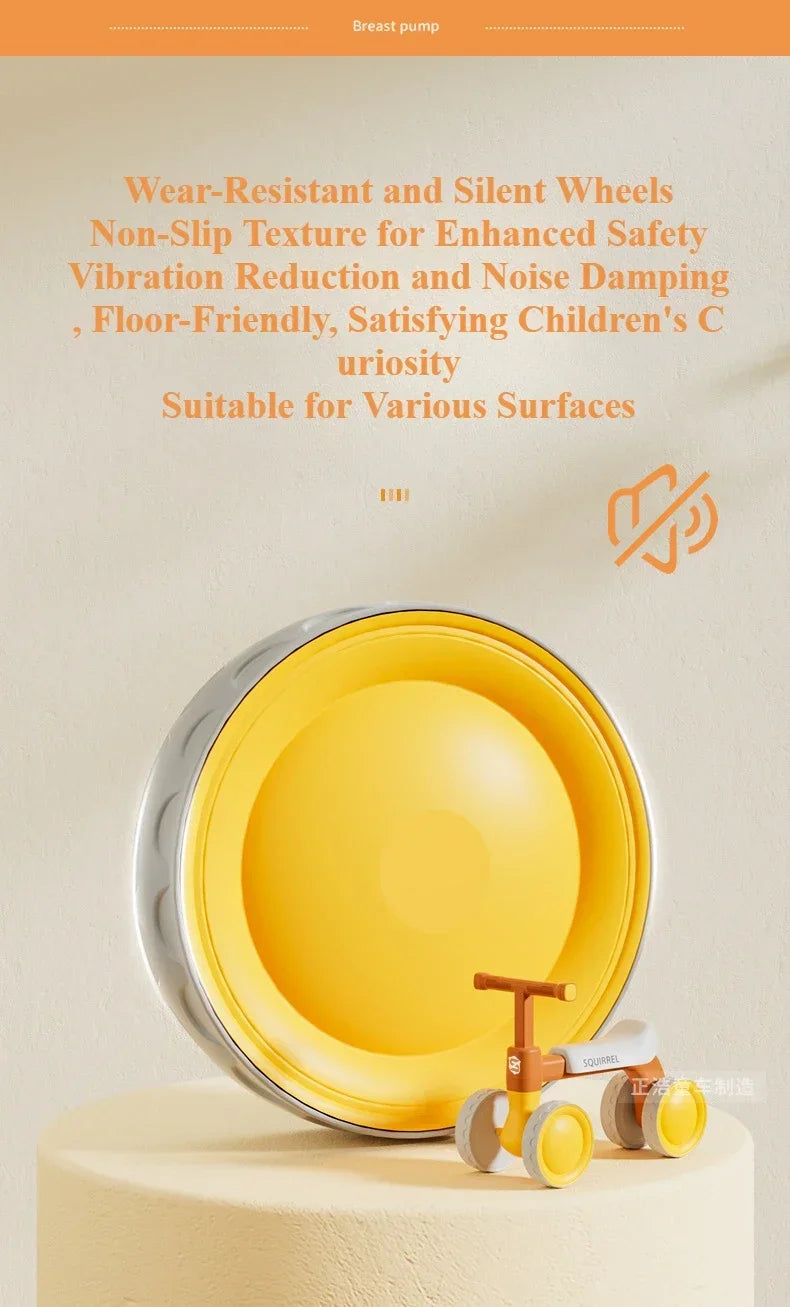 Baby Balance Bike 4-Wheel Walker with No Pedal First Toddler Outdoor Ride-On Toy Kids Birthday Gift for 1-3 Year Olds