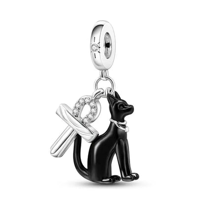New 925 Sterling Silver Black Cat Charms Beads Fit Pandora 925