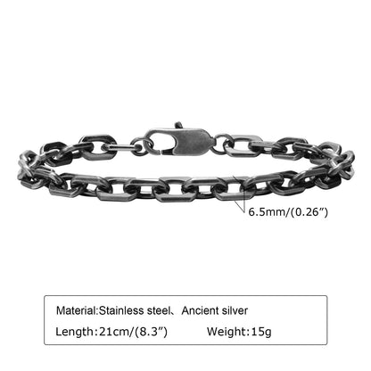 Vintage Chain Bracelets for Men Boys,Byzantine Stainless Steel Braided Link Wristband,Retro Jewelry Birthday Father Gifts