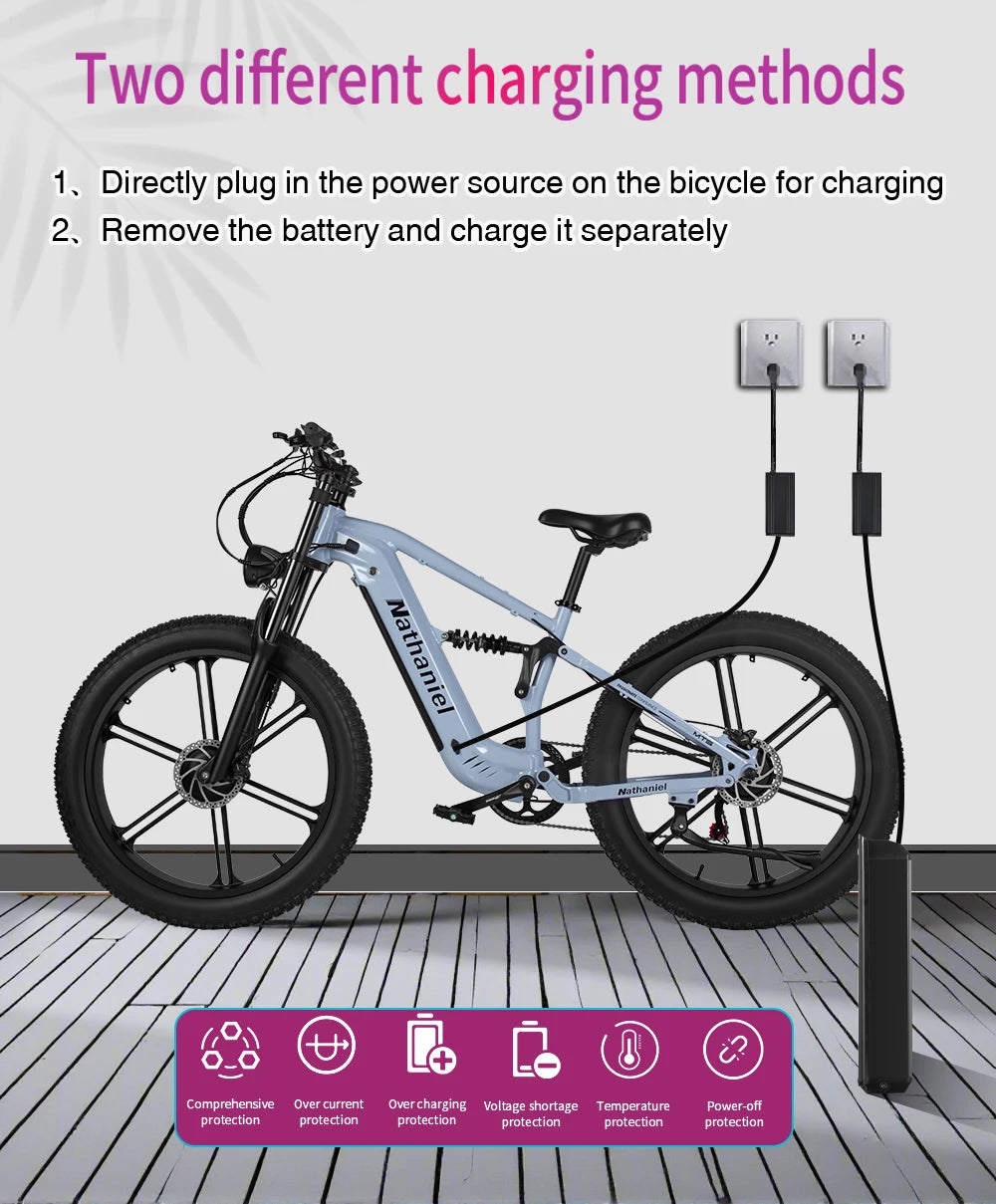 Nathaniel SYR09 adult electric bike, Dual motor 2000W,26*4.0Fat tires,48V20Ah,55KM/H, All terrain off-road E-bike