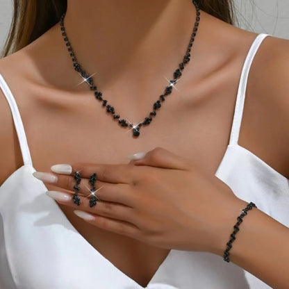 Bridal Shining Crystal Jewelry Set Rhinestone Exquisite Earrings Bracelet Diamond Necklace Women