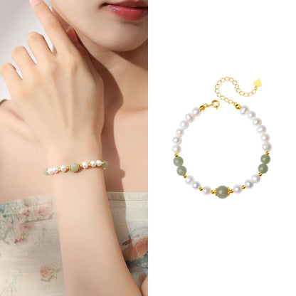 Jades Jewelry For Wedding Women Girlfriend Christmas Gifts Agates Elastic Bangle Bracelets Green Stone Beads Bracelet Crystal