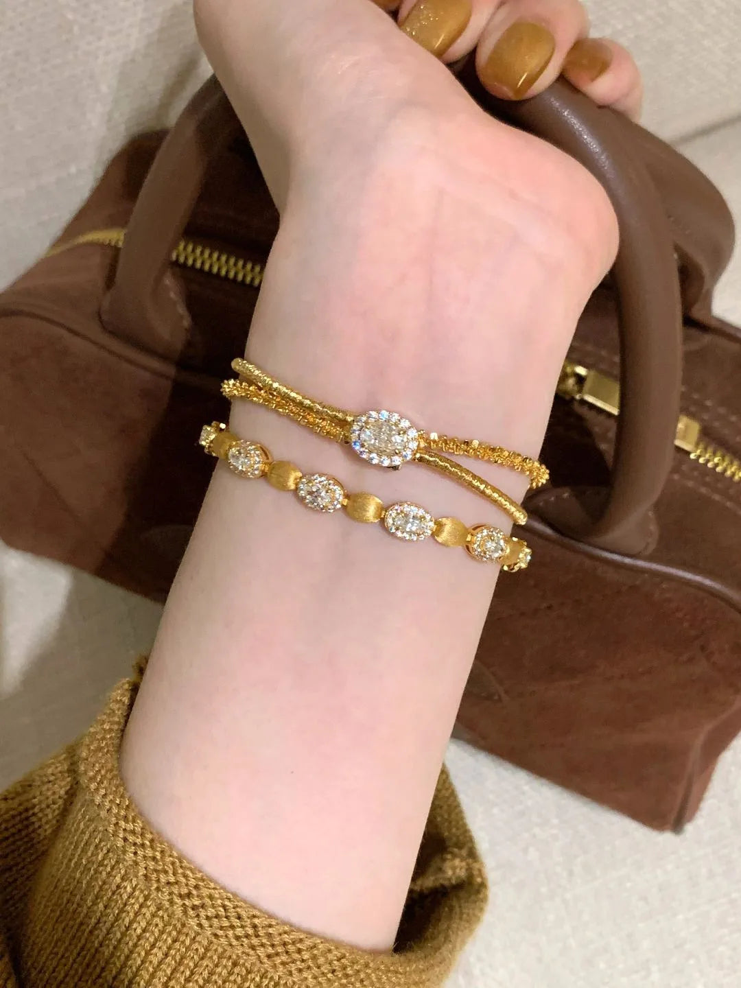 Classic matte shiny wire winding bracelet for women Light luxury and fashion silver 925 double-layer soft bangles fine jewelry