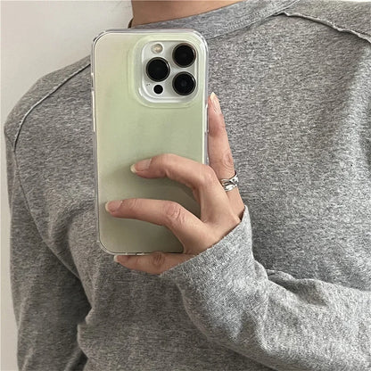 IPhone 13/14/16/17 Pro Max | Light Green | Simple and Fresh | Double Layer |  IND  for iPhone 11 12 13 14 15 16 17 Pro Max