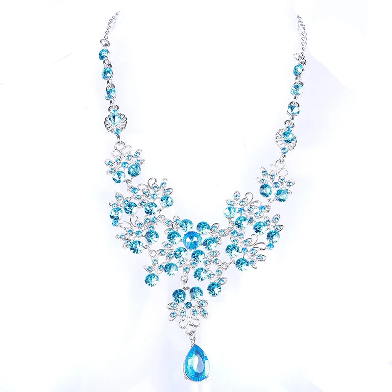 Women Wedding Jewelry Set Gold Color Zirconia Bridal Necklace Earring Pendant Set For Bride Bridesmaid Gift Wedding Accessories