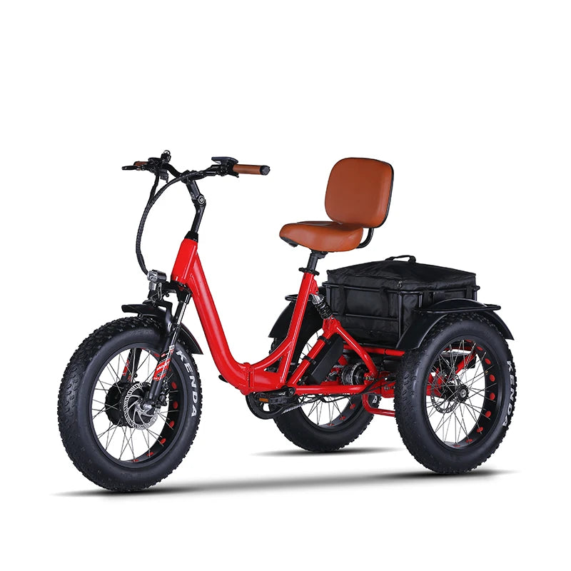 Folding Electric Trike 20'' Fat Tire For Adults 350W Ebike Motorized Electric Three Wheels Bicycle Basket Electric Tricycle