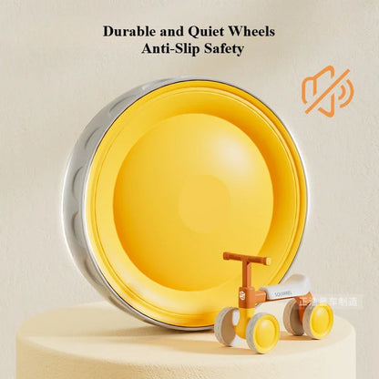 Baby Balance Bike 4-Wheel Walker with No Pedal First Toddler Outdoor Ride-On Toy Kids Birthday Gift for 1-3 Year Olds