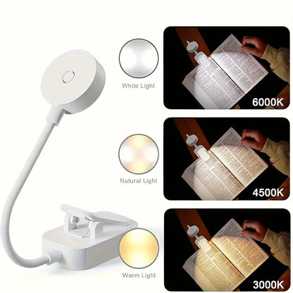 Folding Mini Clip Book Lamp USB Rechargeable LED Night Light 3 Modes Eye Protection Stepless Dimmable Flexible Bedroom Reading