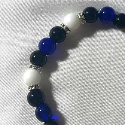 Handmade Blue and Black Beaded Bracelet | Y2K Celebrity Charm Jewelry | Alphabet Personalized Bracelet
