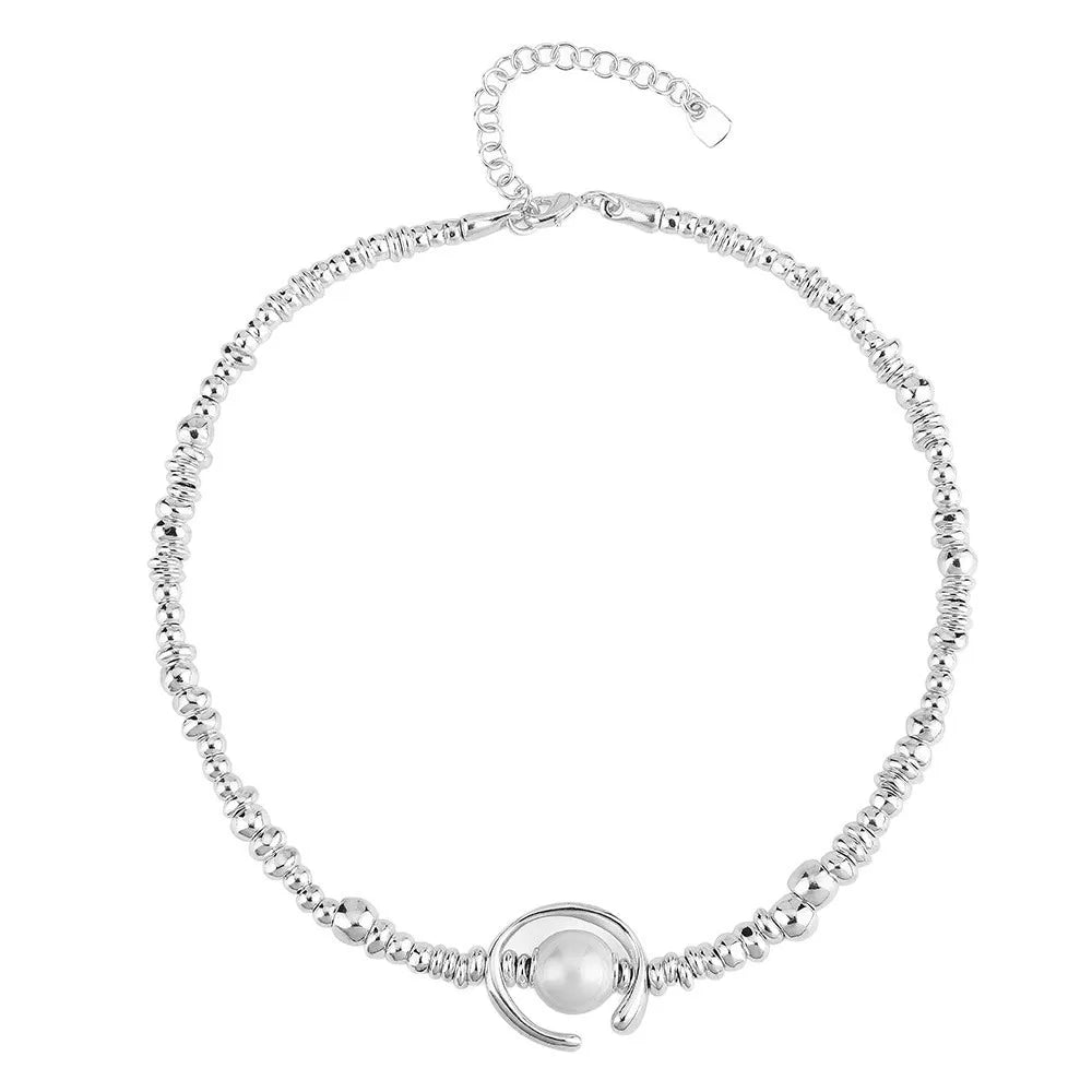 Pearl Jewelry Set, Gold Silver Necklace Earrings Bracelet Set, Elegant Wedding Party Jewelry For Women Gifts