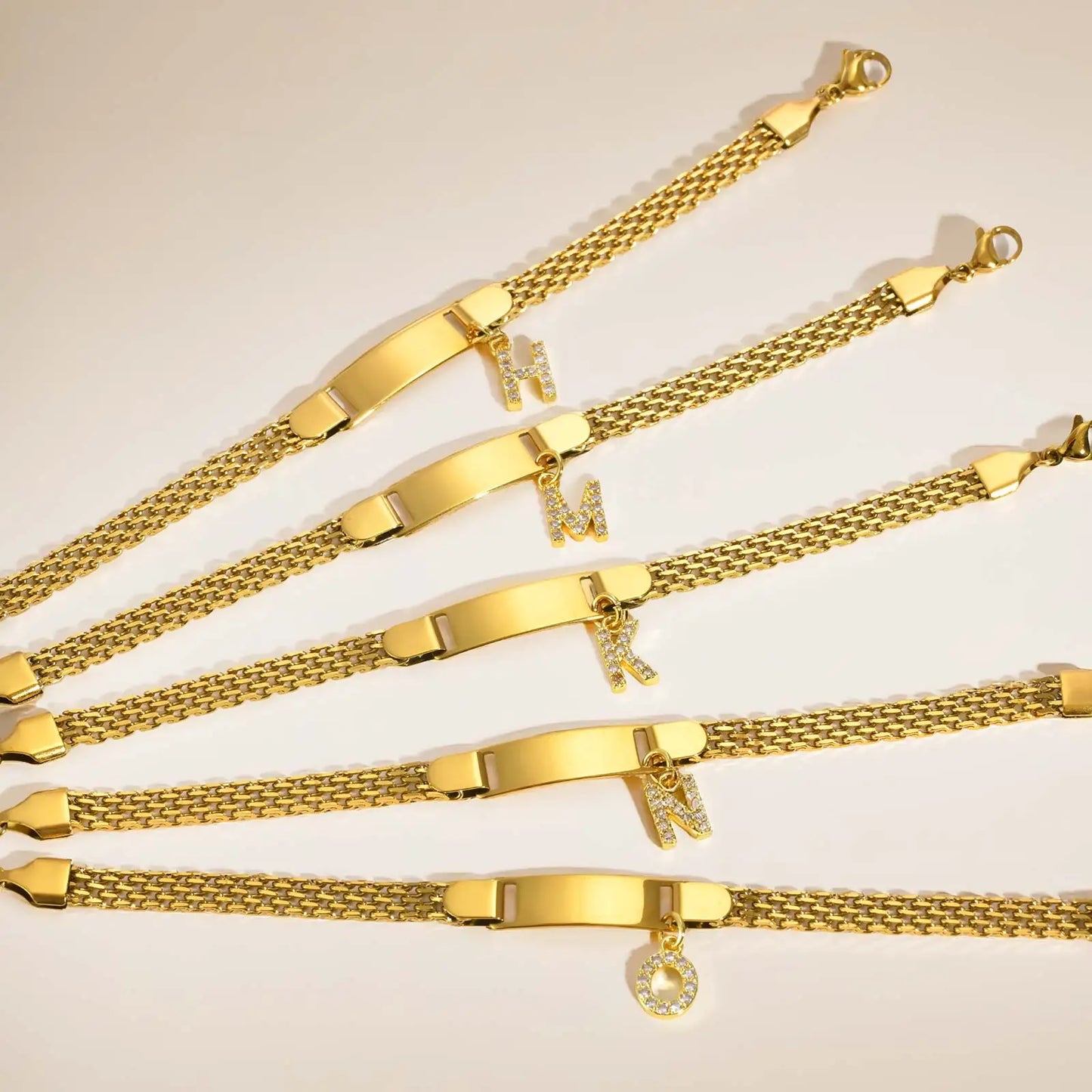 Personalized Engrave ID Name Custom Bracelet for Women Girl, Initial A-Z Letter Alphabet Pendant Stainless Steel Jewelry Gift