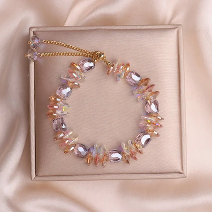 Charming Crystal Bracelet for Women with Adjustable Pull Design Colorful Bead Fashion Jewelry Stylish and Shiny Hand Accessories