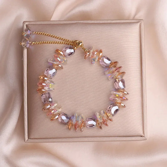 Charming Crystal Bracelet for Women with Adjustable Pull Design Colorful Bead Fashion Jewelry Stylish and Shiny Hand Accessories