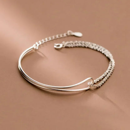 Elegant Minimalist Design Bracelet for Women Ladies Geometric Double Layered Knotted Lines Handmade Chain Jewelry Gifts