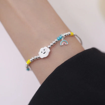 925 Sterling Silver Bracelet Wholesale Colored Hand Beads Smiling Face Rainbow Cloud Love Little Bear Beads Handicraft Gift