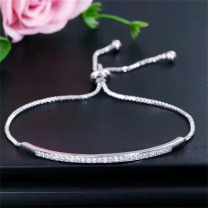 Creative fashion delicate hand jewellery with rhinestones single row arc adjustable bracelet