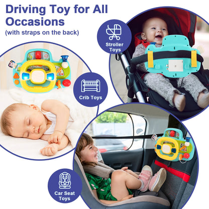 Baby Electric Steering Wheel for Car Seats and Stroller Simulate Driving Vocal Toys Educational Toys for 18M+ Toddlers Gifts