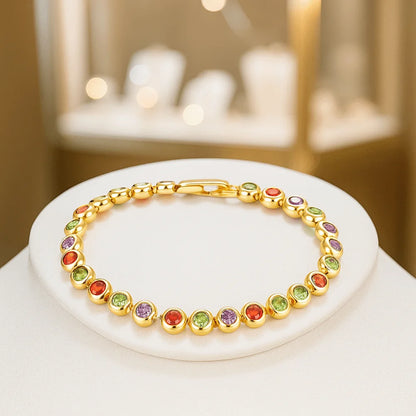 Jewelry Shiny Zirconia Bracelet Handmade Ornaments Luxury Gold Color Bangle Unique High-end Round Shape Cuff Bracelet