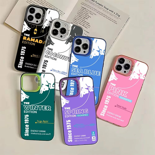 Luxury Phone Case For iPhone 16e 16 Pro Max 15 14 Plus 13 12 Mini 11 Pro Shockproof Silicone Fashion R-Reds B-Bulles Back Cover