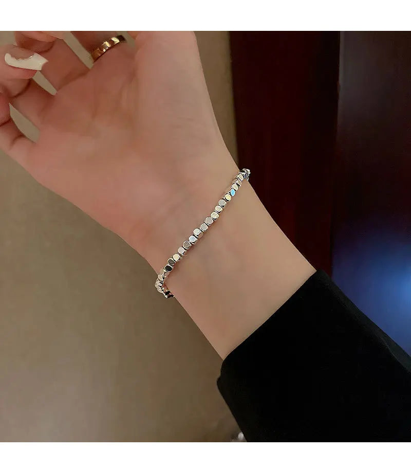 2025 New Broken Silver - Like Bracelet for Women, Light Luxury Retro & Minimalist Versatile for Besties & Daily Party