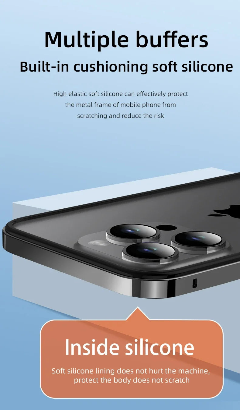 Hybrid Silicone Frame Aluminum Metal Phone Cases For iPhone 17 16 15 Pro Max 14 13 12 Better Heat Bumper