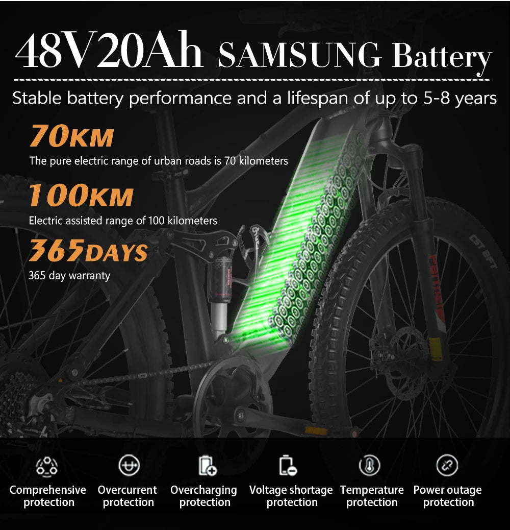 Electric bicycle 1000W 48V 20AH, 27.5“ E-Bike Long Range for Mountain & Road Riding ,electric bike adults,Mountain bikes