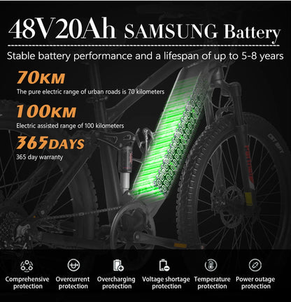 Electric bicycle 1000W 48V 20AH, 27.5“ E-Bike Long Range for Mountain & Road Riding ,electric bike adults,Mountain bikes