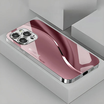 Gradient Minimalist Curve Electroplated Phone Case For iPhone 17 16 15 14 13 12 11 Pro Max Plus 16E 17 Air Tempered Glass Cover