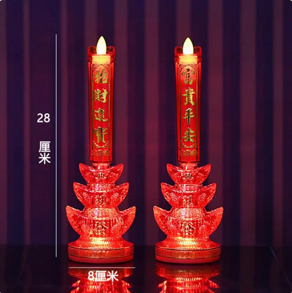 God of Wealth Lamp, Simulated Flame LED Electric Candle, Smokeless Electronic Candle Holder, Buddha Lamp, Household, Plug-in