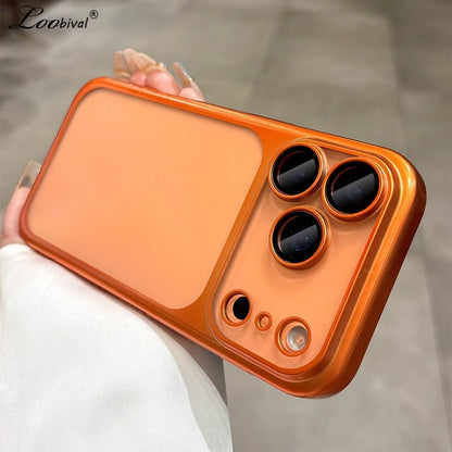 Luxury Matte Hard PC Ultra Slim Case for iPhone 17 Pro Max 16 15 14 13 Plating Camera Film Protector Frosted Shockproof Cover