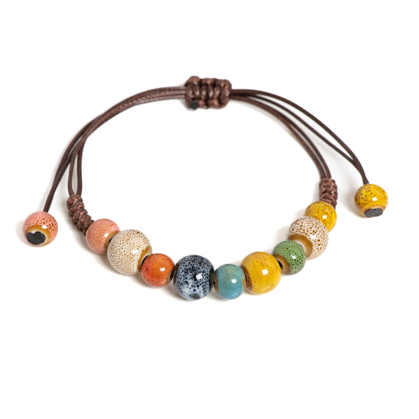 Colorful Handmade Ceramic Bracelet Adjustable Boho Style Jewelry for Women and Men 1155