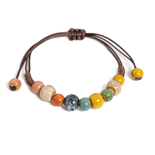 Colorful Handmade Ceramic Bracelet Adjustable Boho Style Jewelry for Women and Men 1155