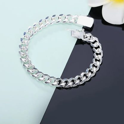 925 Silver gold exquisite 10mm chain men women Chain noble wedding bracelet fashion charm wedding birthday gift some style