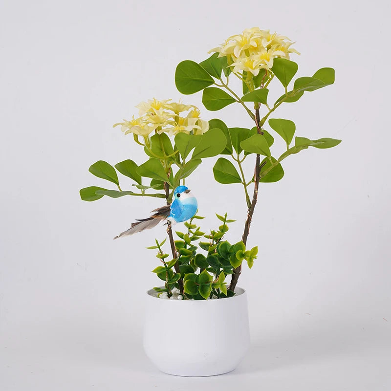 LED Flower and Bird Potted Lamp, Artificial Flower Table Lights, for Camping Gift Living Room Bedroom Mother Home Decor Lamp