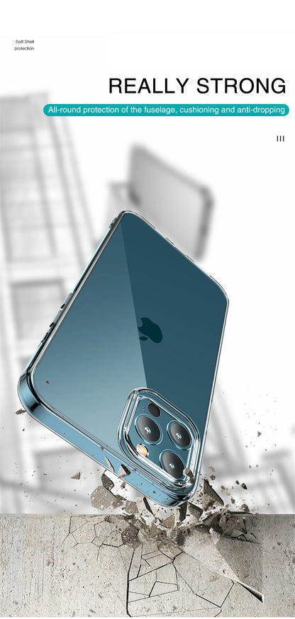 Clear Phone Case For iPhone 16 15 14 13 12 11 Pro Max Silicone Soft Cover For iPhone 13 Mini X XS Max XR 8 7 6 Plus Back Shell