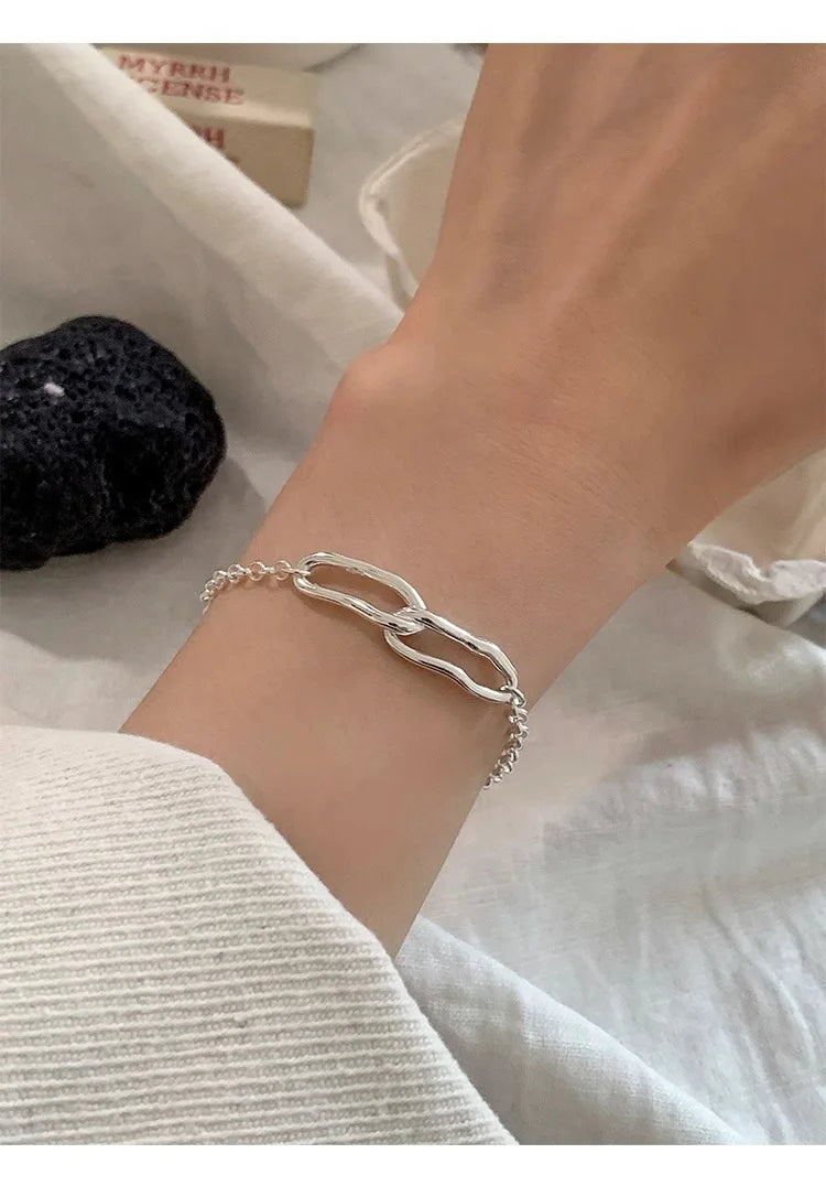 New Fashion Women's 925 Sterling Silver Bracelets Bracelets for Simple and Sweet Jewelry Trendy Wholesale