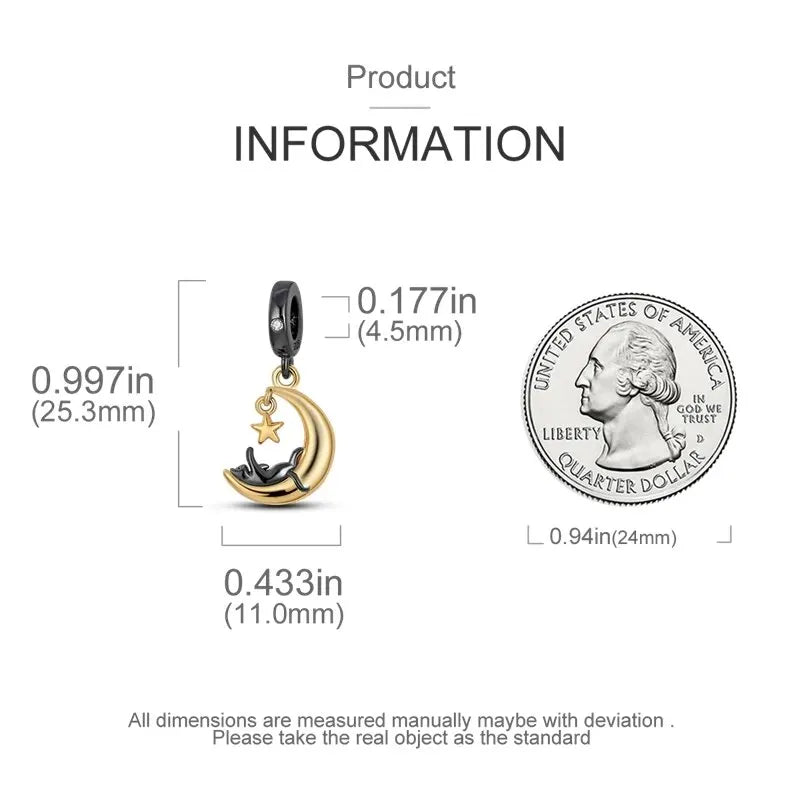 New 925 Sterling Silver Black Cat Charms Beads Fit Pandora 925