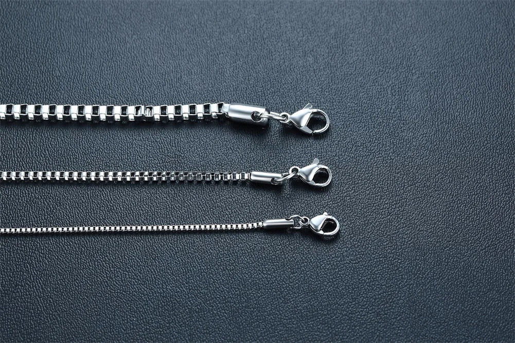 1/2/3MM Thin Chain Necklace for Men Women,Stainless Steel Square Box Chain Link Collars,Male Unisex Jewelry Gift