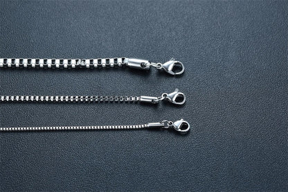 1/2/3MM Thin Chain Necklace for Men Women,Stainless Steel Square Box Chain Link Collars,Male Unisex Jewelry Gift