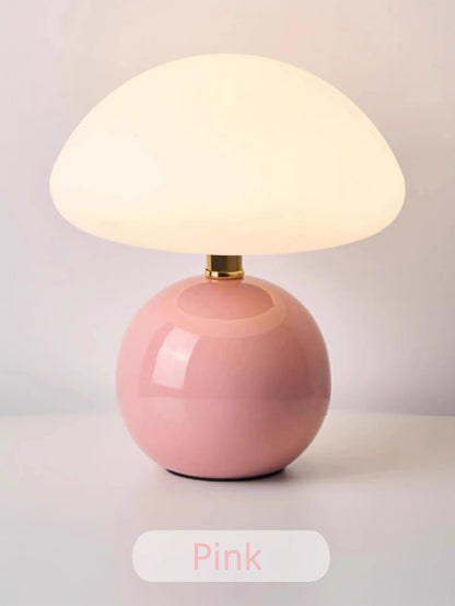 A pink/orange/red/white/beige USB socket decorative table lamp for room light decorative lamp, night light, desk light.