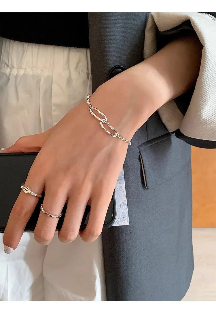 New Fashion Women's 925 Sterling Silver Bracelets Bracelets for Simple and Sweet Jewelry Trendy Wholesale