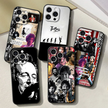 Singer B-Bruce S-Springsteen Case for iPhone 16 11 15 16e 14 12 Mini 13 Pro Max X XS XR 7 8 6 6s Plus 5 5s SE TPU Phone Cover