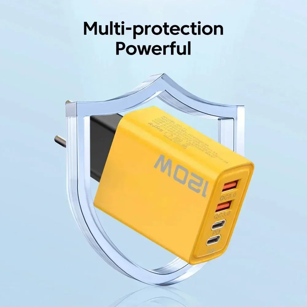 Total 120W Phone Charger Fast Charging Quick Charger PD USB Type C Wall Adapter For iPhone 16 15 Xiaomi 14 Huawei Redmi Oneplus