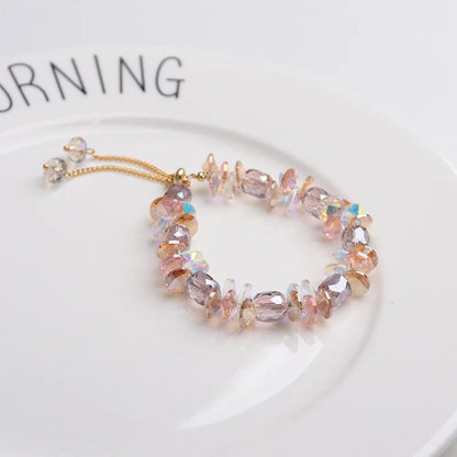 Charming Crystal Bracelet for Women with Adjustable Pull Design Colorful Bead Fashion Jewelry Stylish and Shiny Hand Accessories