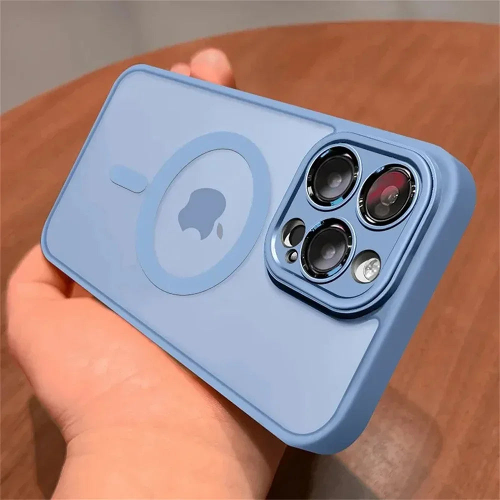 Lens Protection Case For iPhone 11 12 13 Proa Mx mini 15 16 Plus iPhone 16 15 14 Matte Translucent Magsafe Wireless Charge Cover